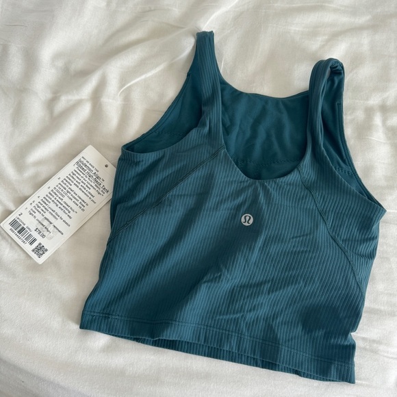 🆕 Lululemon Align Ribbed High Neck Tank - Green Jasper - Picture 2 of 11